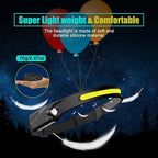 FBKK Rechargeable LED Headlamp 2 Pack, 230°Wide Beam Head Lamp with Motion Sensor, Waterproof Lightweight Headlight Flashlight for Camping, Hiking, Running, Outdoor for Adults and Kids