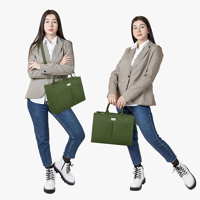 TOPDesign Heavy-Duty Canvas Tote Bag for Women, Adjustable Crossbody/Shoulder Handbag with 9 Pockets, Everything Tote