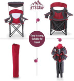 LET'S CAMP Camp Chair with Shade Canopy Folding Camping Chair with Cup Holder and Carry Bag for Outdoor Camping Hiking Beach, Heavy Duty 350 LBS