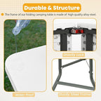 FDW 6FT Folding Picnic Table for Outdoor, Portable Fold-in-Half Plastic Dining Picnic Party Table with Carrying Handle