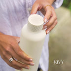 KIVY Large Water Bottle 50oz [Lightweight & Shatterproof] Fits Backpack & Cupholder for Travel, Sports, School - Extra large water bottle no straw - 1.5 Liter water bottles - 50oz Water bottle Taupe