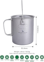 iBasingo 750ml Titanium Mug Camping Hanging Pot with Lid Ultralight Outdoor Travel Tea Coffee Water Cup Portable Hiking Picnic Backpacking Cooking Kit with Foldable Handle Ti3038D