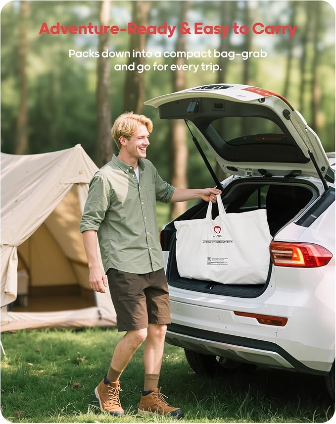 QPAU Twin Size Air Mattress Camping Pad – 9” Thick R8–10 Insulated Inflatable Mattress with Foam Comfort & Foot Pump, Twin Air Mattress for Camping, Road Trips, and Home Guests (Full Size)