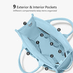 TOPDesign Heavy-Duty Canvas Tote Bag for Women, Adjustable Crossbody/Shoulder Handbag with 9 Pockets, Everything Tote