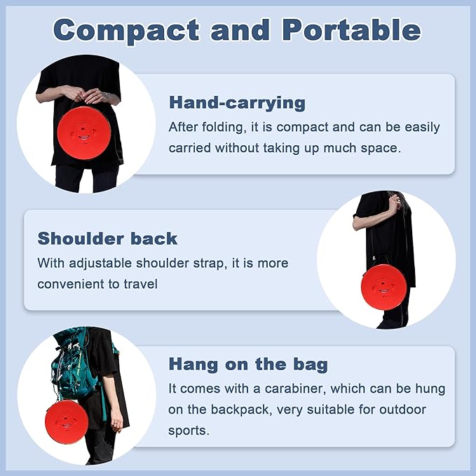 ALEVMOOM 2025 Upgraded XXL 19.7" Collapsible Stool with Cushion, 1000lbs Max Weight Heavy Duty Portable Telescoping Stool, Retractable Seat Folding Chair for Camping Fishing Hiking(Red-XXL)