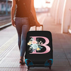 B Alphabet Design Custom Travel Luggage Cover Tag Set TSA Approved Vintage Letter Print Suitcase Protector Men Women (XL 29-32 Inch Luggage)