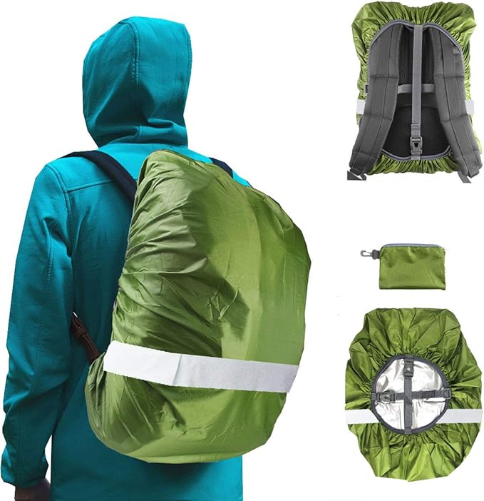 Frelaxy Hi-Visibility Backpack Rain Cover with Reflective Strip 100% Waterproof Ultralight Backpack Cover, Storage Pouch, Anti-Slip Cross Buckle Strap, for Hiking, Camping, Biking, Outdoor, Traveling