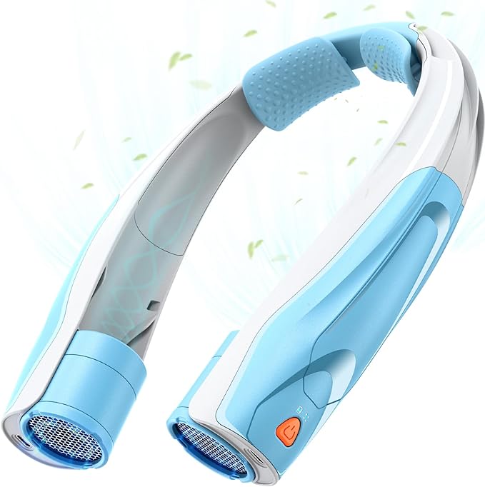 Hands-Free Portable Neck Fan - 6000mAh High Capacity Battery, USB Dual Port Fast Charging, Ultra-Quiet 6 Speeds Cooling Air, 360° Airflow for Outdoor, Indoor, Office, Travel - Blue