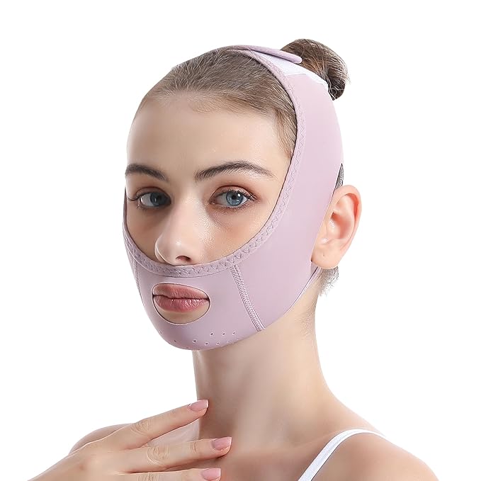 Anti-Snoring Chin Support for Better Sleep，Face Lifting Strap for Sleeping & Snoring Relief, Chin Strap for Double Chin Reduction & Jawline Contouring, Adjustable Breathable V-Line Shaping Belt