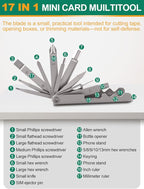 17-in-1 Mini Multitool Screwdriver Set, Precision Stainless Steel EDC Pocket Toolkit with Compact Precision Bit Set & Bottle Opener for Outdoor, Hiking, Camping and Survival