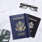 WALNEW Passport Holder for Travel, RFID Passport Cover Wallet for Women Men, PU Leather Passport Book Card Holder Case with Pen, Travelling Essentials for Flying