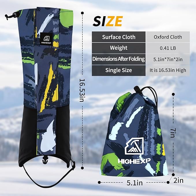 Leg Gaiters 100% Waterproof Adjustable Shoe Snow Boot Guard Gators for Hiking Shoe Cover Hunting Snowshoeing Climbing Walking for Women Men