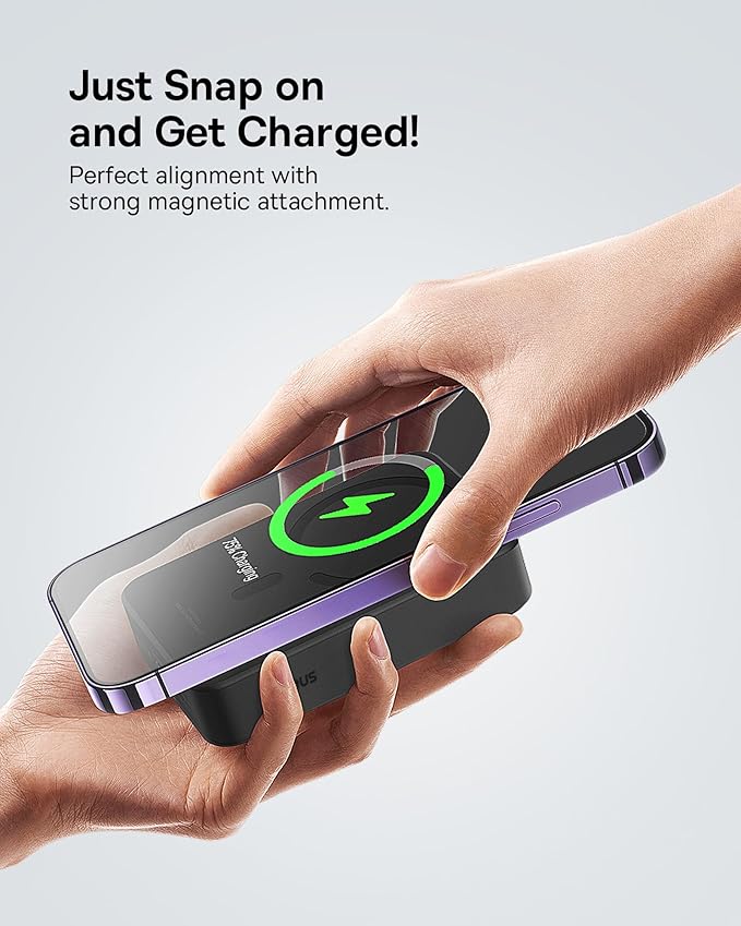 Baseus 0.3" Ultra Slim 5000mAh MagSafe Portable Charger Bundle with PD 20W 20000mAh Wireless Portable Charger, Wireless Fast Charger for iPhone 16/15/14/13/12