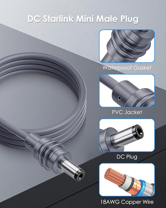 Starlink Mini 12V Converter Adapter, DC Power Cord for Starlink Mini Power Supply, Step Up 12V to 30V 3.5A Conversion Kit, IP68 Waterproof Booster Converter with DC Male Plug for Truck RVs