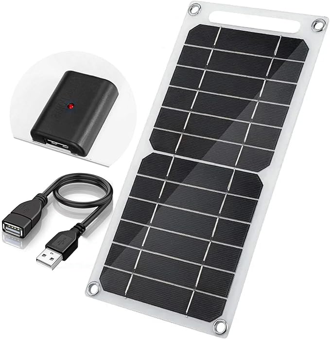 Mini 5V 6W USB Solar Panel, Portable 5 Volt 6 Watt High Efficiency Monocrystalline Solar Panel Charger with 55inch Cable for Cellphone Camera Fan Camping Lantern etc.
