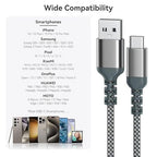 USB to USB C Cable, Car Carplay Cable, Fast Charging Type C Cable for iPhone 16/16 Pro Max 15 Pro 15 Plus, iPad, Samsung Galaxy, and Other Type-C Devices (1, Gray, 4Ft)