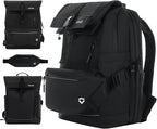 Verage Pulse 2-in-1 Roll Top Laptop Backpack 16″ with Detachable Everyday Sling Bag, Personal Item Size, Expandable Water-Resistant Travel Backpack for Airplane, Work & Daily Commute – Black