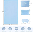 Travel Blanket, Ultra-Soft, Warm & Lightweight Travel Blanket Airplane with Bag, 65x40 in, Airplane Travel Essentials for Women, Men & Kids, Included Eye Mask, Luggage Sleeve & Backpack Clip