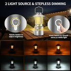 Retro Classic LED Camping Lantern, Rechargeable Stepless Dimming Vintage Lantern, 3 Light Modes (2000K-6500K), 8000mAh Power Bank, Bright Hanging Tent Light for Indoor & Outdoor, Hiking, Camp