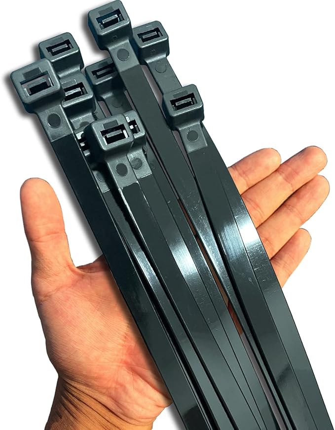 Black Zip Ties Heavy Duty 20 Inch Outdoor, 250lb Extra Large Cable Tie Wraps Long Plastic Wire Ties Wide Big Strong Thick Zipties 40 Pack