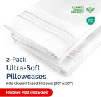Queen Pillow Cases Set of 2 - Hotel Quality Queen Pillowcase Covers - Ultra-Soft, Comfortable, Cozy Bedding for Women, Men, Kids & Teens - Wrinkle Free & Machine Washable - White (No Pillows Included)