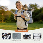 Lekereise Pet Carrier Backpack Expandable Cat Backpack for Small Dogs Cats, Dog Backpack Bag with Breathable Mesh and Inner Safety Leash, Striped