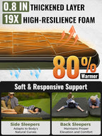 KingCamp Double Sleeping Pad, Inflatable Camping Mattress 2 Person with Removable Foam Cover & Pump Sack, Queen Sleeping Mat Camping Essentials for Outdoor Tent Car (Green)