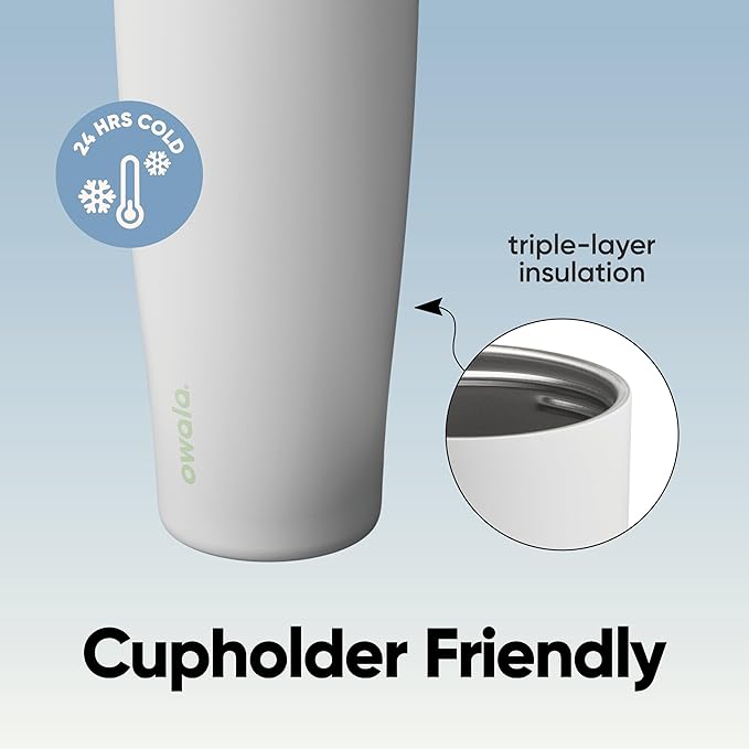 Owala FreeSip Tumbler Insulated Stainless Steel Water Bottle with Built-in Straw and Side Handle, For Travel, Work, School, and Sports, 40oz, BPA Free, Leak Proof, Iced Breeze