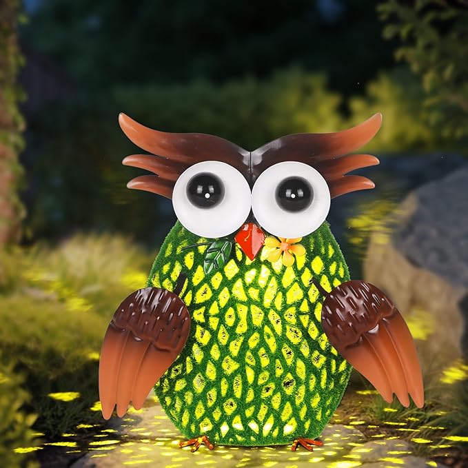 Owl Solar Lanterns Outdoor Waterproof Village Hollow-Out Metal Hanging Solar Lanterns for Outside Yard, Patio Ideal Gift for Women, Family, Friends