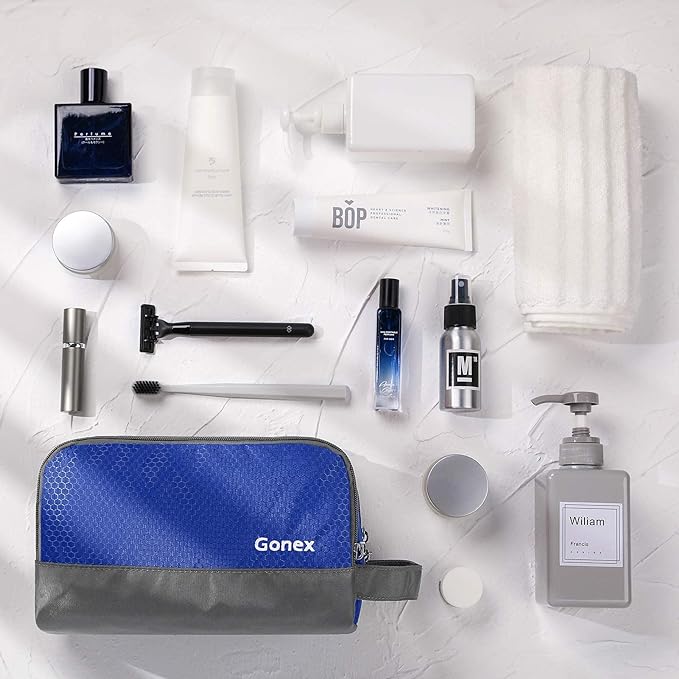 Gonex Travel Toiletry Bag Nylon, Shaving Bag Toiletry Organizer Blue