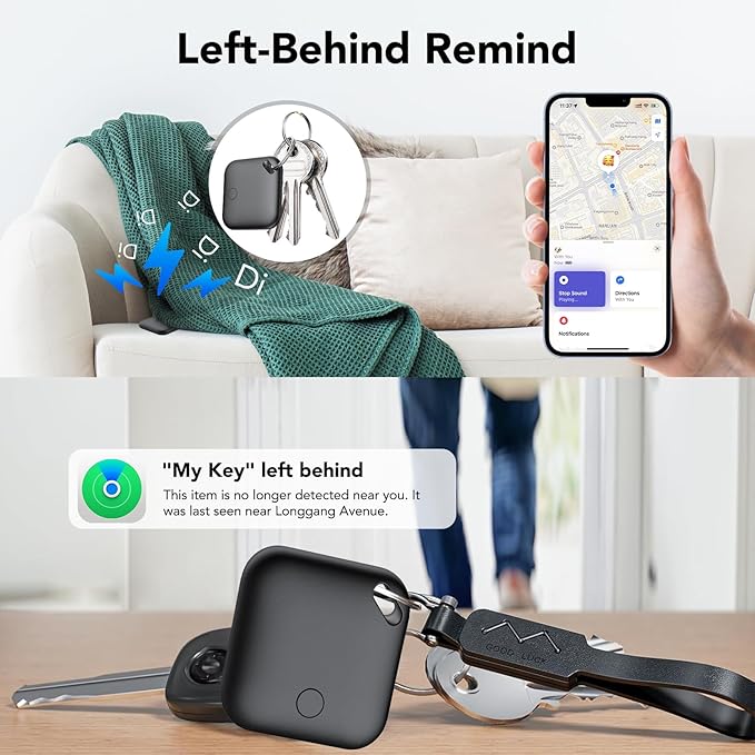Air Tracker Tags-4 Pack[Apple MFi Certified], Bluetooth Tracker Works with Apple Find My APP (iOS Only), Smart Tag Item Finder for Keys, Bags, Luggage, Wallet, Replaceable Battery Last 2 Years