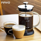 French Press Coffee Maker Stainless Steel Cold Brew Heat Resistant Glass Coffee & Tea Maker with 2 Filter (350ml/12oz)