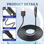 [2 Pack] Smart Watch Charger Cable, Magnetic SmartWatch Accessories Charger Cable 4 Pin Cord, Charger Contact pin spacing 7.62 mm for Smart Watch, Fitness Tracker(2)