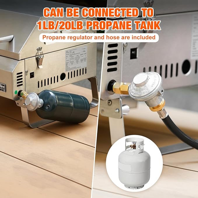 Tabletop Gas Grill 3 Burners, Portable Propane BBQ Grill with Foldable Legs for Outdoor Barbecue Patio Backyard Camping, Tailgating, RV Trip, Heavy Duty & 24000BTU, GS307