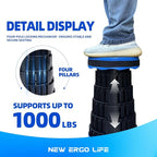 Portable Collapsible Stool - 4 Pillars Large Weight Capacity Travel-Friendly Folding Stool, Easy to Use Lightweight Telescoping Seat for Outdoor Activities, Camping & Hiking (Blue)