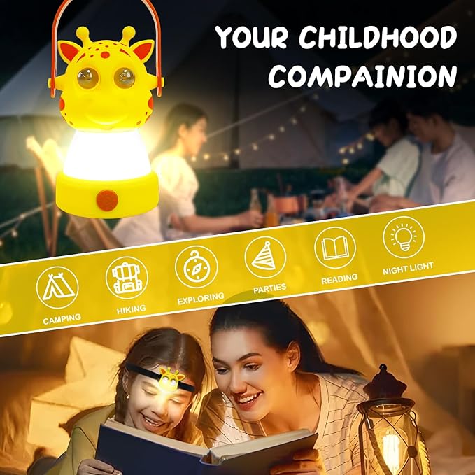 Let's Explore LED Camping Lantern & Headlamp, Battery Powered Night Light, Gift for Birthday, Lightweight Tent Lamp for Children (Deer Set) Age 6+ 8 9 10 11 12 13 14