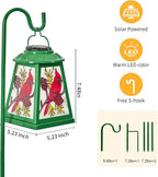 Solar Lantern with Shepherd Hook, Cardinal Hanging Solar Lantern Light, Outdoor Waterproof Glass Lanterns Metal Decorative for Garden Patio Yard Pathway, Gifts for Mom Women, Cardinal