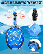 QingSong Full Face Snorkel Mask for Adults, Snorkeling Gear with Camera Mount, 180 Degree Panoramic View Snorkel Set Anti-Fog Anti-Leak