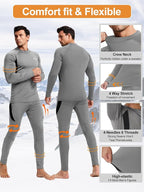 romision Thermal Underwear for Men Long Johns Fleece Lined Hunting Gear Bottom Top Set Base Layer for Cold Weather Gift