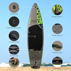 Inflatable Stand Up Paddle Board Includes Paddle, Dual Action Pump, and Accessories 11ft Lightweight iSUP, 33"*6" Wide Stable Design, Anti-Slip EVA Deck, Paddle Board for Adults