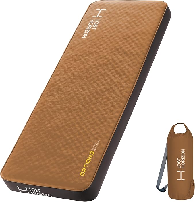 LOSTHORIZON Air & Foam Camping Mattress, Self-Inflating Sleeping Pad, 4.5" Thick, with Pump Sack, Cot