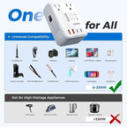DOACE 220V to 110V Converter for European Travel - 6 in 1 350W Voltage Converter US to Europe, Power Converter Adapter Combo with PD Fast Chargers for Hair Straightener Shaver Toothbrush Laptop Phone