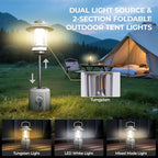 Camping Lantern Rechargeable, 8000mAh Power Bank, Telescopic Tent Light with 360° Lighting, Dual Light Source (LED & Vintage Filament), 3 Light Modes (2000K-6500K) Tent Lamp for Camping, Emergency