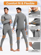 romision Thermal Underwear for Men Long Johns Fleece Lined Hunting Gear Bottom Top Set Base Layer for Cold Weather Gift