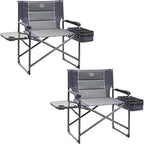 TIMBER RIDGE XXL Oversized Directors Chair 600lbs - Heavy Duty Camping Chair with Cooler Bag & Table, Portable Folding Chair with Wide Seat for Tailgating, Patio, Outdoor - Grey (2 Pack)