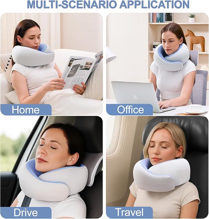 Travel Pillows for Airplanes,Memory Foam Neck Pillow for Traveling,Smooth & Cooling Fabric Plane Pillow for Long Flight,Ideal for Travels,Airplanes,Offices,Cars,Trains