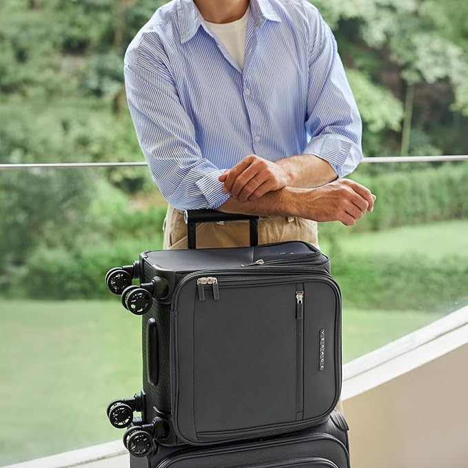 Verage Underseat Carry On Luggage with Wheels & USB Port,14 inch Wheeled Spinner Bag Carry-on Luggages for Airlines, Lightweight Suitcase Men Women, Pilots and Crew (14.5-Inch Plus Underseat Pro)