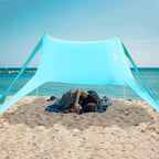 FBSPORT Beach Tent Sun Shelter, Portable Beach Shade Canopy UPF50+ with Sandbags for Outdoor Family Camping, Fishing, Backyard Fun, Picnic, 7 x 7ft