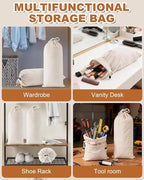 4 Pcs Single Shoe Bags for Travel, 17.3"x8.6" Washable Travel Shoe Bags for Packing in Suitcase, Velvet Dust Bag with Drawstring, Shoe Pouch for Women and Men, Travel and Home Storage (Beige)
