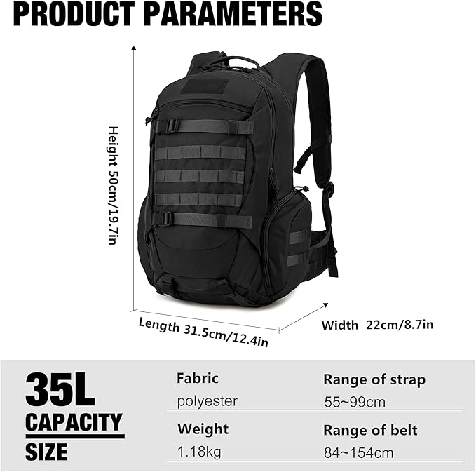 Mardingtop 35L Tactical Backpacks Molle Hiking daypacks for Camping Hiking Military Traveling Motorcycle